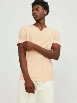 Melange Split Neck T-shirt