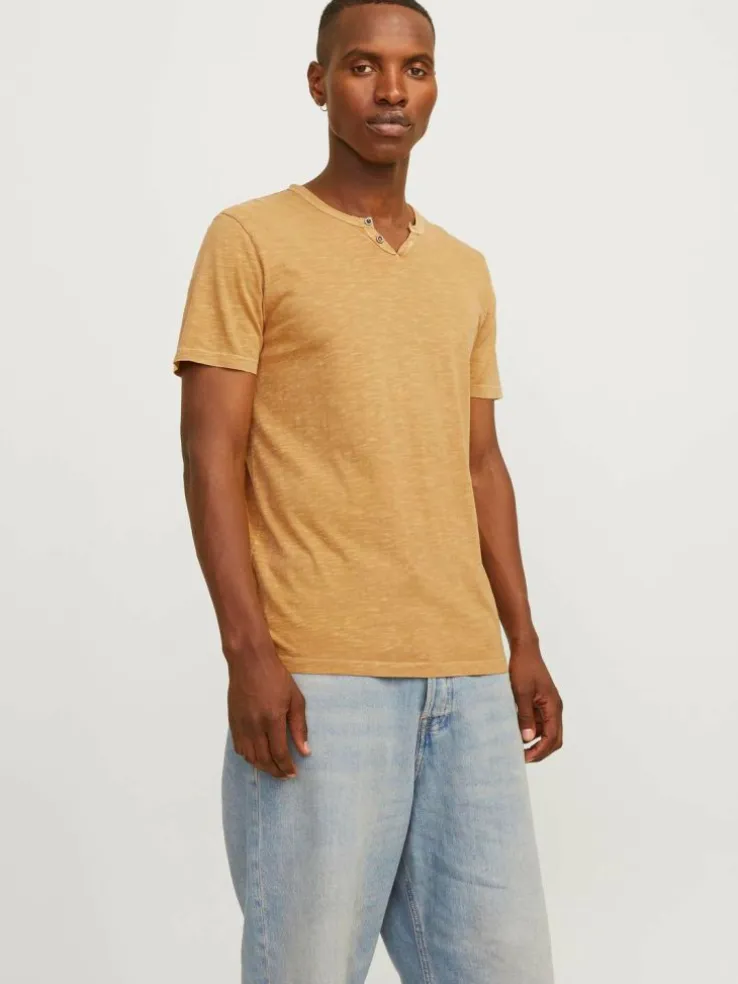 Melange Split Neck T-shirt