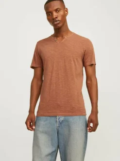 Melange Split Neck T-shirt