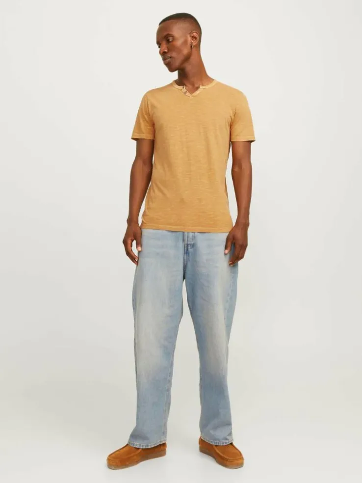 Melange Split Neck T-shirt